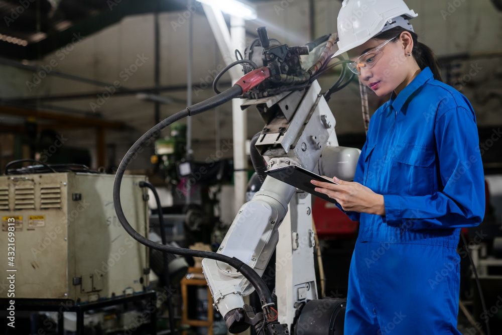 Industrial factories that use robots to work Industrial factories that use robots to work