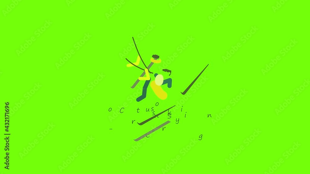 Cross country skiing icon animation cartoon object on green screen background Cross country skiing icon animation cartoon object on green screen background