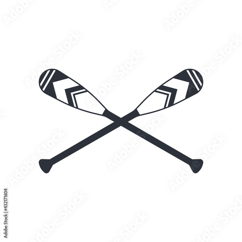 Crossed oar sign in flat style, vector