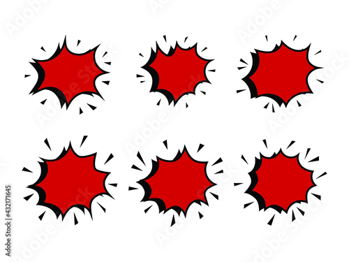 Set of explosion speech bubbles with fragments for a surprising and shocking moment
