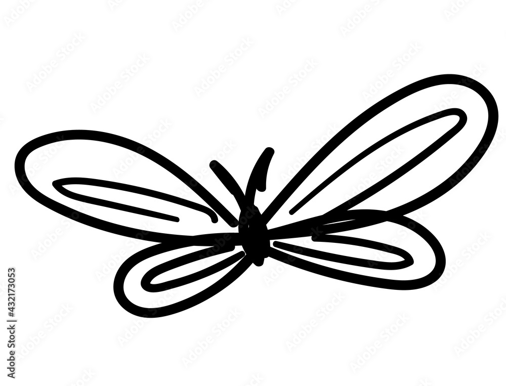 butterfly icon hand drawing doodle illustration illustration. fauna nature element. insect drawing