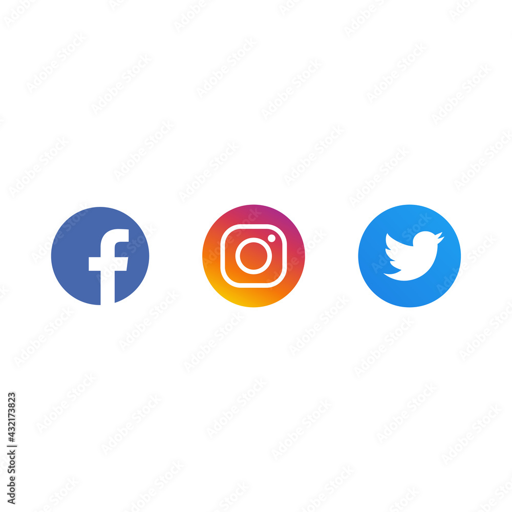 Facebook, instagram, twitter - Collection of popular social media logo