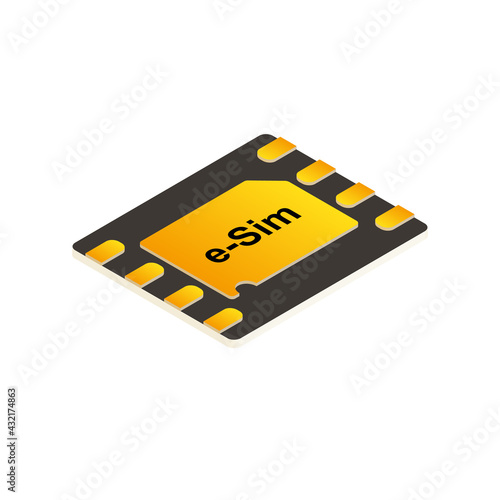 Digital e sim chip motherboard digital chip. Modern icon. White background. Vector template. Communication icon symbol.