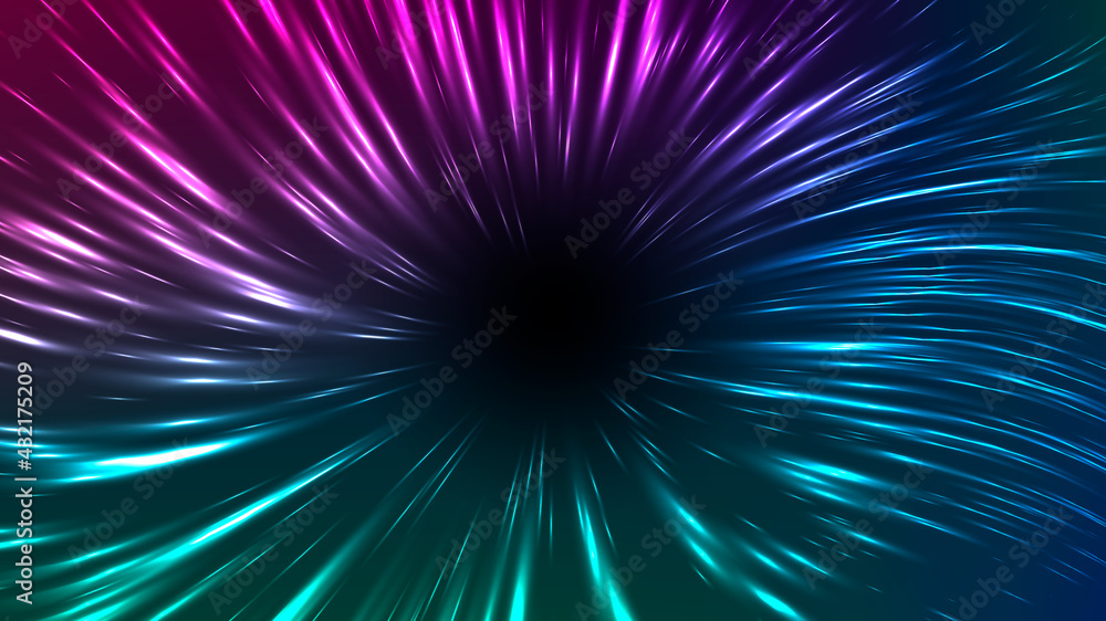 Vector illustration of faster than light (FTL) interstellar or intergalactic travel. Speed of light and hyperspace. Vector illustration of faster than light (FTL) interstellar or intergalactic travel. Speed of light and hyperspace.