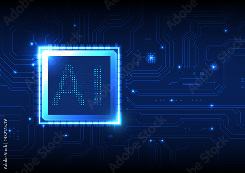Blue circuit board background modern AI system