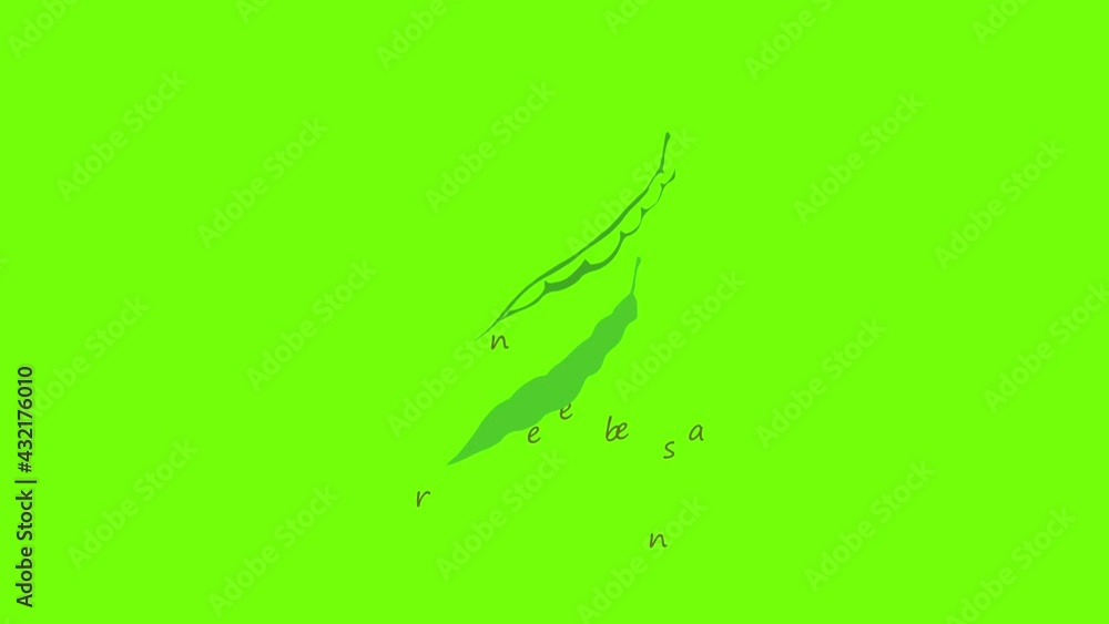 Green beans icon animation cartoon object on green screen background Green beans icon animation cartoon object on green screen background