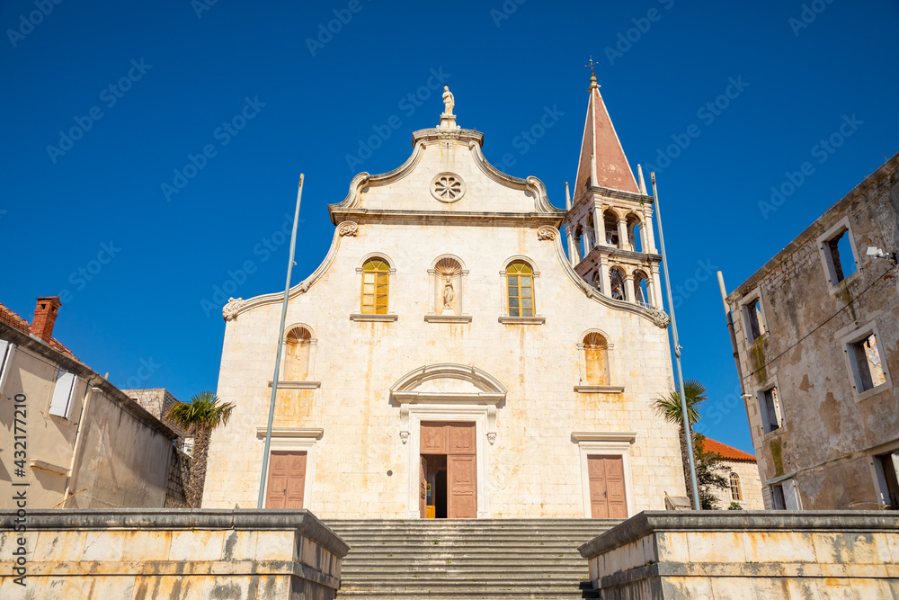 Historic church in Milna on Brac island, Dalmatia, Croatia