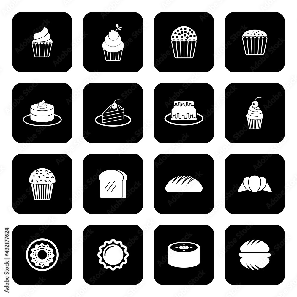 cake and bakery icon set vector sign symbol cake and bakery icon set vector sign symbol
