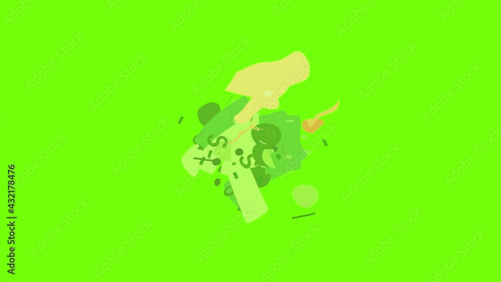 Green dollars in hand icon animation cartoon object on green screen background Green dollars in hand icon animation cartoon object on green screen background