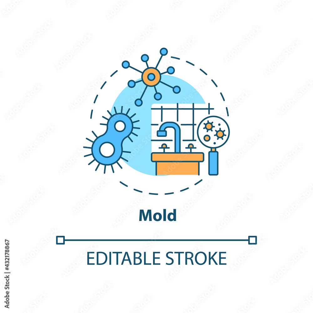 Mold concept icon. Indoor air pollution idea thin line illustration