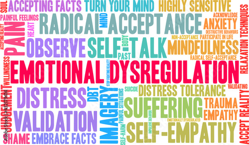 Emotional Dysregulation Word Cloud on a white background. 