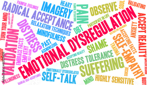 Emotional Dysregulation Word Cloud on a white background. 