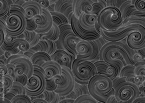 Abstract vector seamless pattern with figured curling lines	
