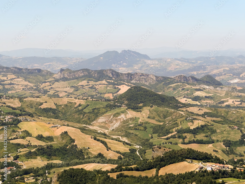 Foothills of the Apennines. Region of Emilia-Romagna. View from above. Italy
