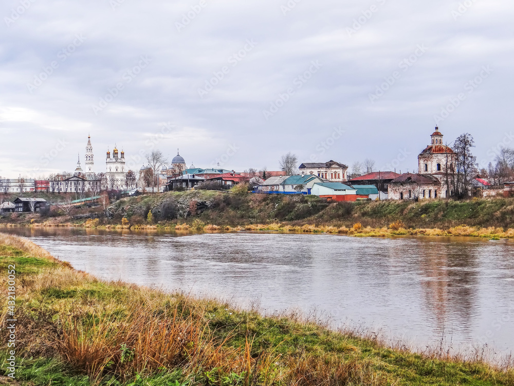 Kremlin, Trinity Cathedral, Intercession Church and Holy Cross Cathedral. Verkhoturye. Rus