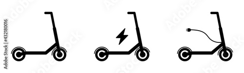 Electric Scooter Icon Set. Collection of E-Scooter Icon Illustration. Vector Flat Icons of Escooters Green Eco-Friendly Transportation Scooter photo