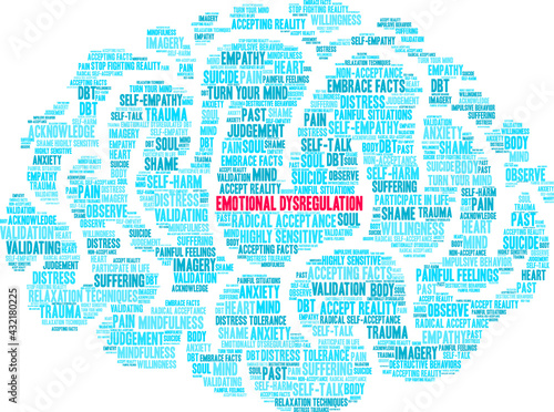 Emotional Dysregulation Word Cloud on a white background. 