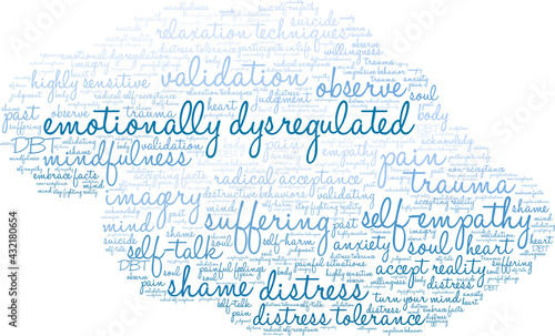 Emotionally Dysregulated Word Cloud on a white background. 