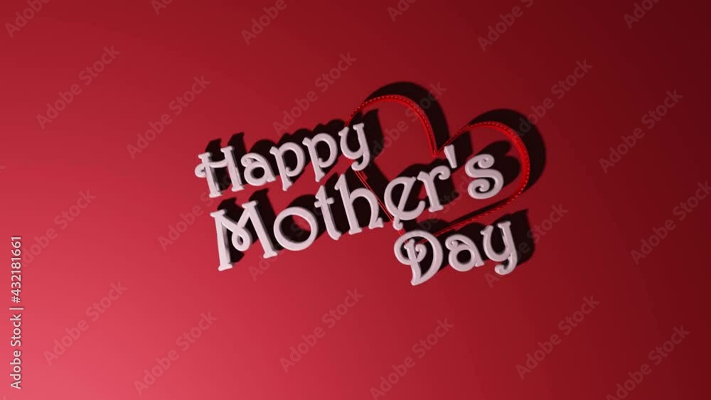 4K video animation of white text HAPPY MOTHER'S DAY and red heart bouncing effect seamless loop motion graphic, isolated on a red background. 4K video animation of white text HAPPY MOTHER'S DAY and red heart bouncing effect seamless loop motion graphic, isolated on a red background.