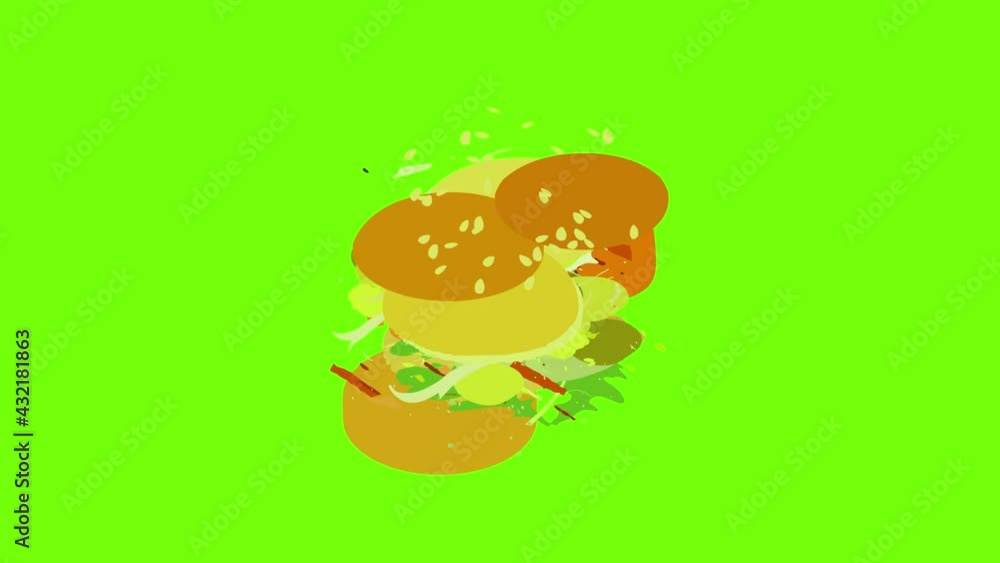 Sandwich icon animation cartoon object on green screen background Sandwich icon animation cartoon object on green screen background