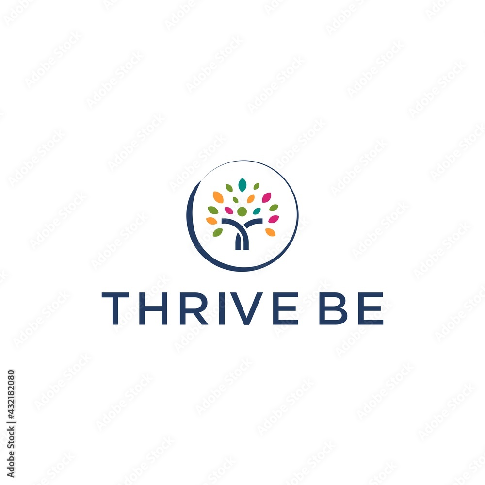 thrive logo design with letter T and leaf vector illustration thrive logo design with letter T and leaf vector illustration