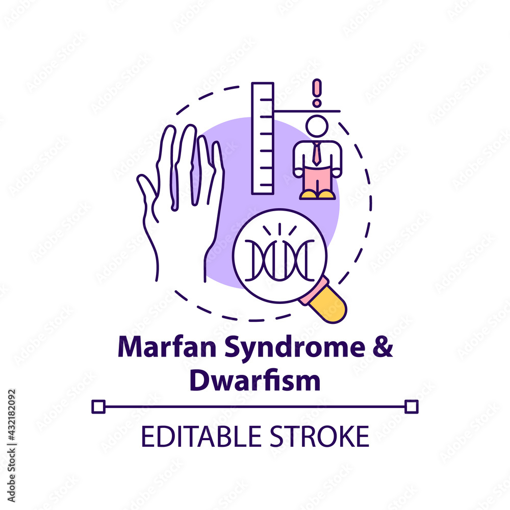 Marfan syndrome and dwarfism concept icon. Chromosome mutation. Health  care. Genetic disorder idea thin line illustration. Vector isolated outline  RGB color drawing. Editable stroke Stock Vector