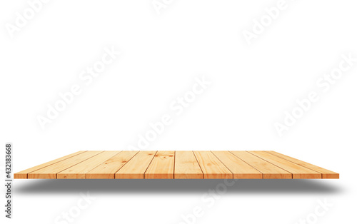 Wood table isolate on white background, wood floor - Can used for display or montage or mock up your products.