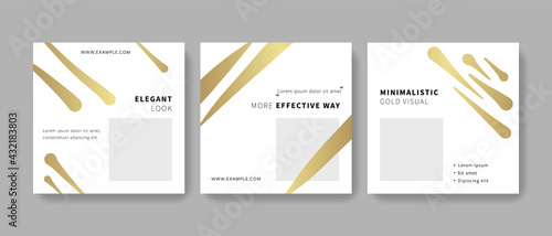 Beauty products social media layouts with gold elements, instagram and facebook templates, square banners layouts for web advertising, elegant pastel colour elements	
