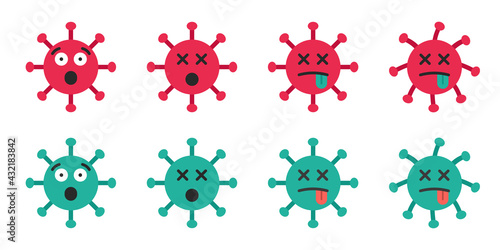 Set of emoticon coronaviruses, viruses, covid 19. Covid icons