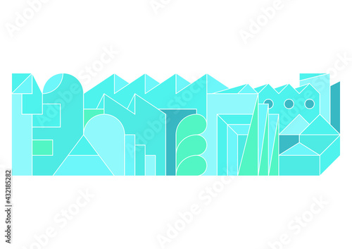Abstract vector art of city landscape in blue colors