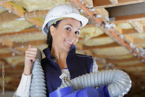 woman working with ventilation hose