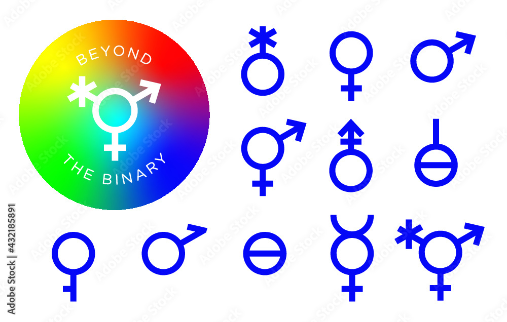 Inclusive gender symbols icon set Inclusive gender symbols icon set
