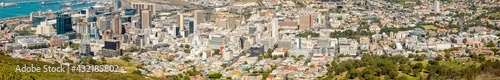 Elevated Panoramic view of Cape Town CBD and Harbor in South Africa