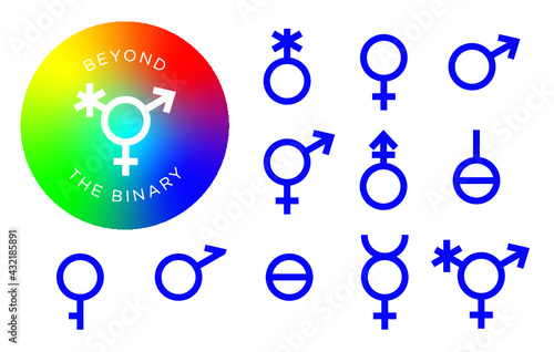 Inclusive gender symbols icon set