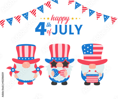 4th of july. Gnomes wore an American flag costume to celebrate Independence Day.