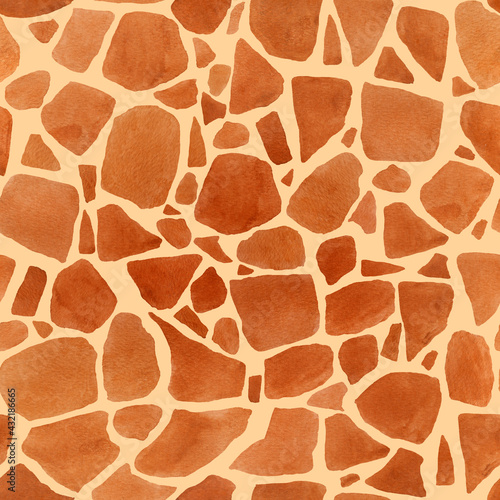 Giraffe spots watercolor seamless pattern. Template for decorating designs and illustrations.