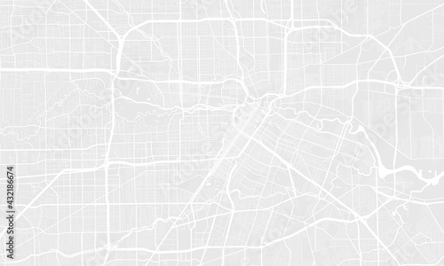 Light grey and white Houston city area vector background map  streets and water cartography illustration.