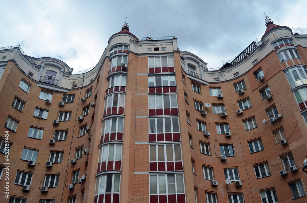 Modern residential area in Kiev. Exterior.Streets,buildings,detales. 