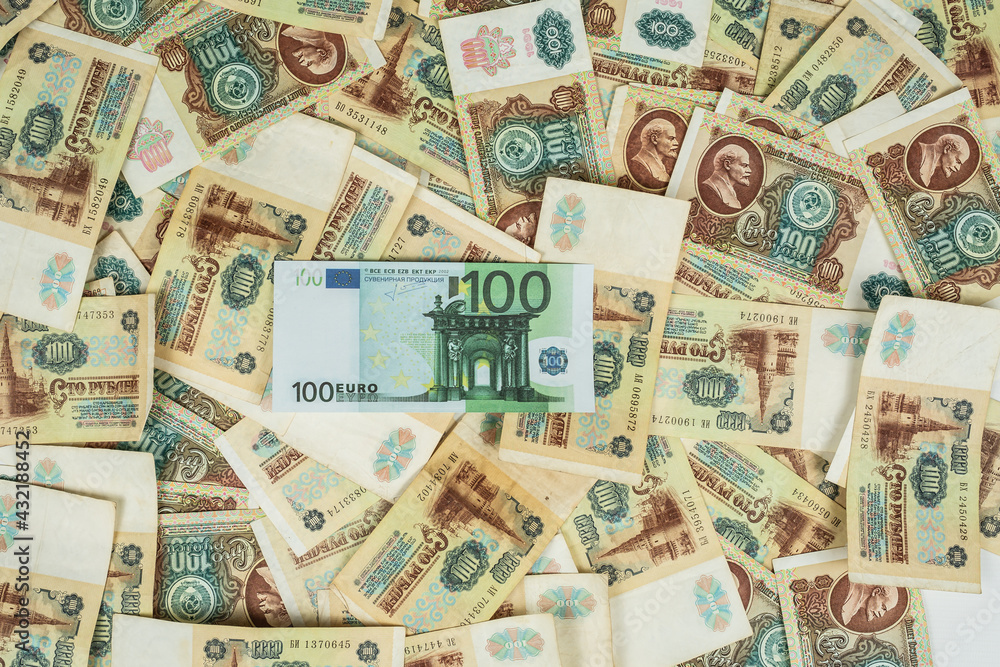 background of old Soviet Union banknotes