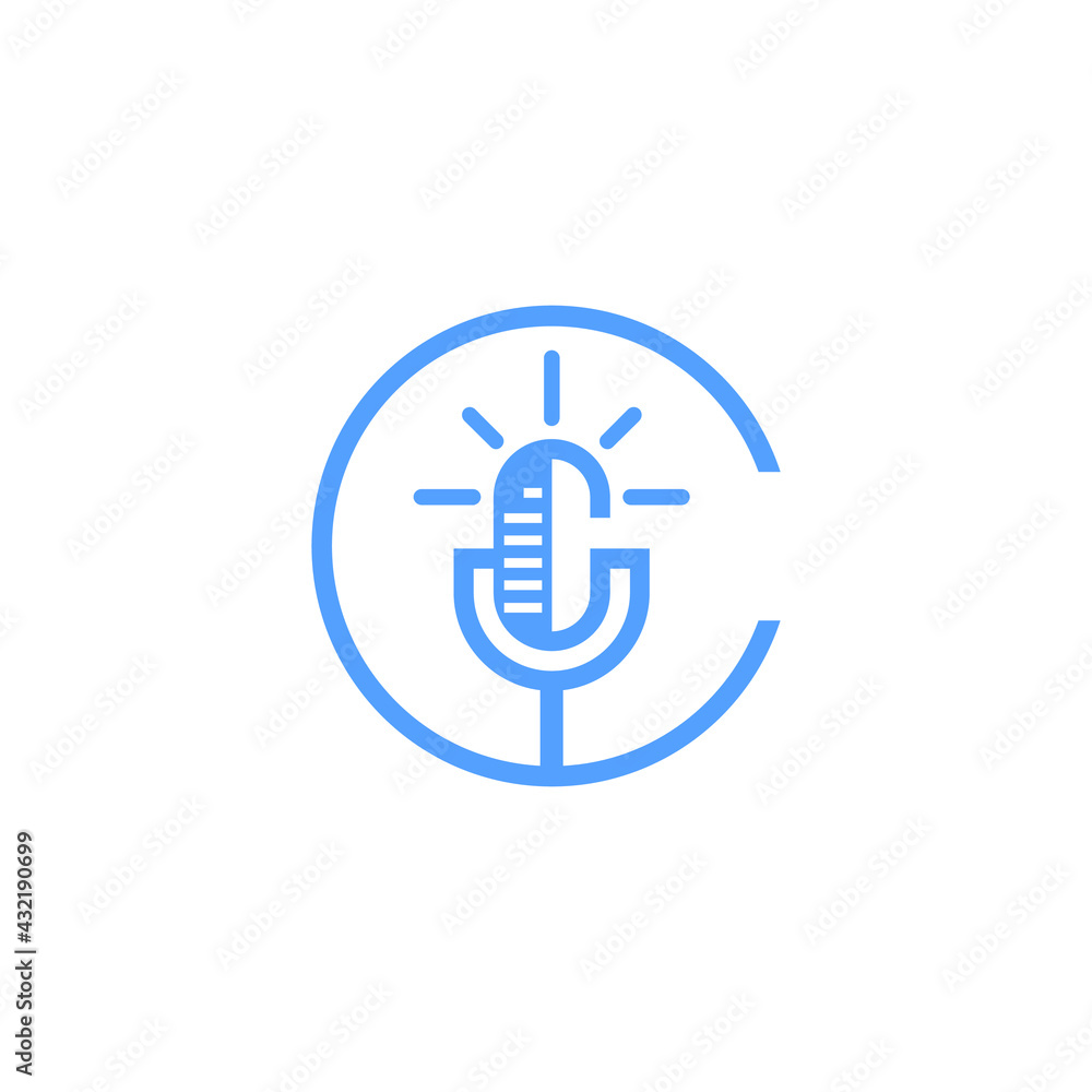 letter C for creative microphone podcast logo design letter C for creative microphone podcast logo design