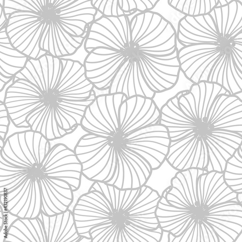 Wallpaper Mural seamless white  abstract  floral background with grey flowers. Torontodigital.ca