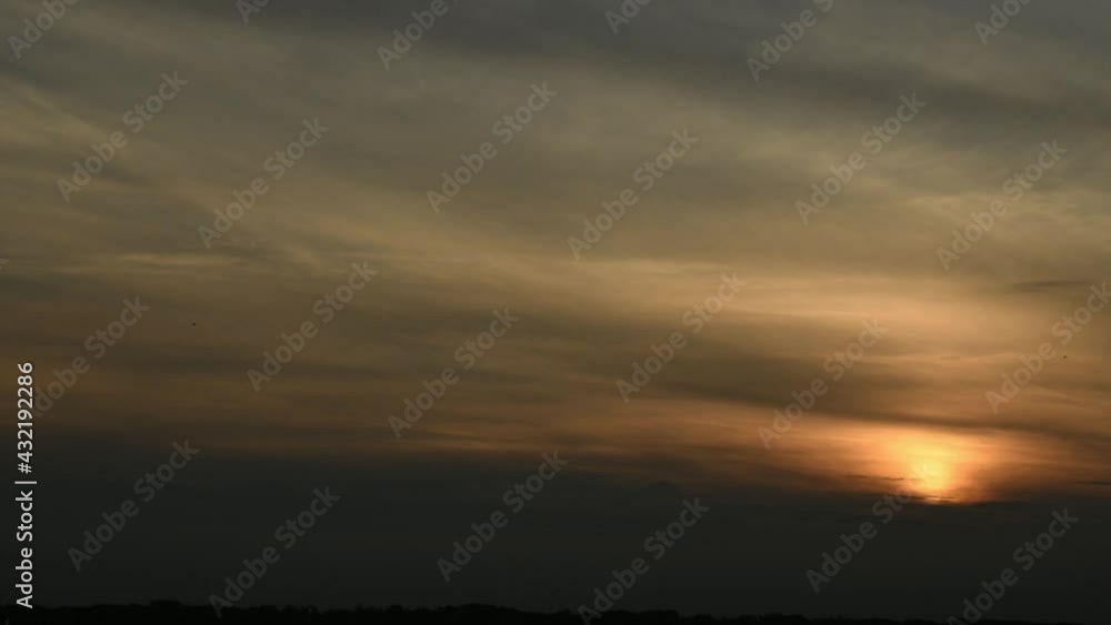 Sunset time lapse with meteorite passing by Sunset time lapse with meteorite passing by