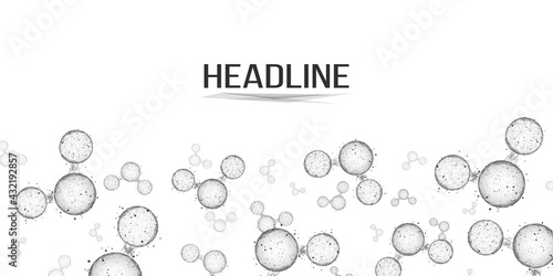 Water molecule  abstract background. Wireframe low poly style.  Science, biotechnology, chemistry,  medical concept. Isolated on white background. Vector illustration.