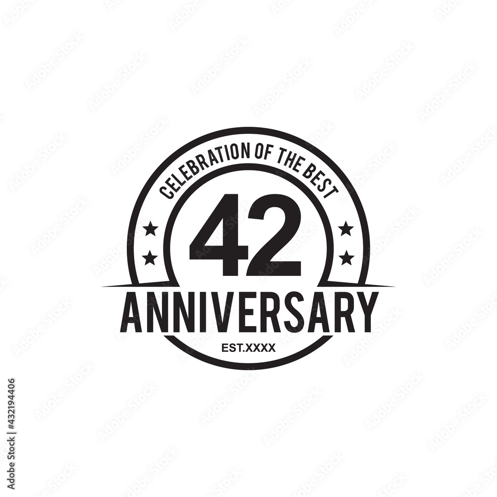 42th year anniversary logo design template