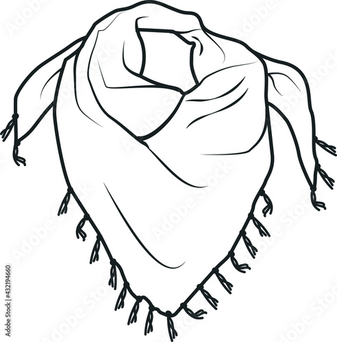 SCARF flat sketch vector accessories, apparel template