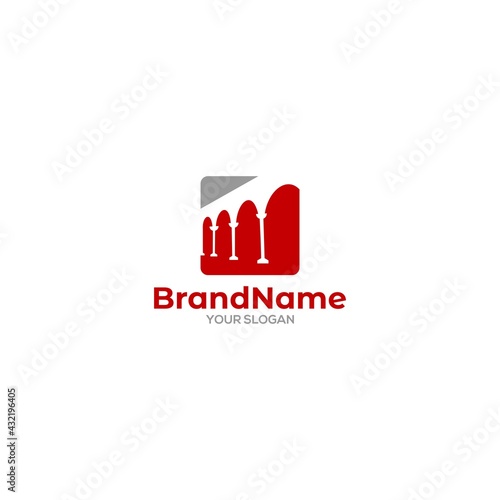 Pillar in square logo design vector
