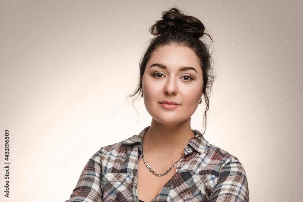 Young woman in a striped sweatshirt Young woman in a striped sweatshirt
