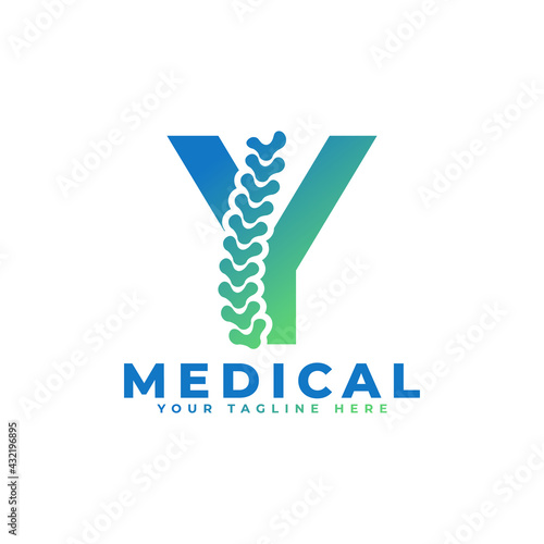Letter Y with Icon Spine Logo. Usable for Business, Science, Healthcare, Medical, Hospital and Nature Logos.