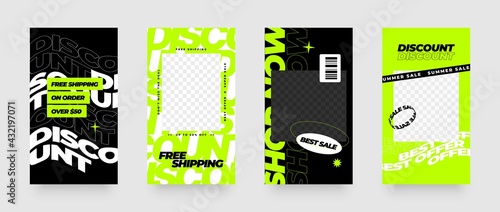 Stories template set for sale banner. Social media story mockup.