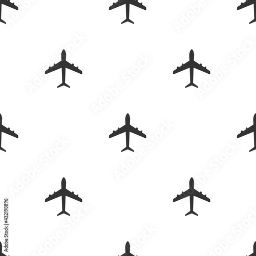 Seamless pattern airplane. Plane flight pattern white background. Vector flat illustration.
